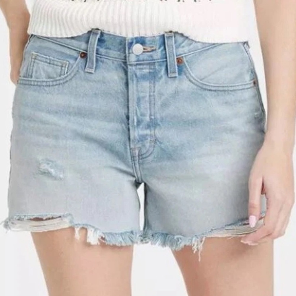 Universal Thread Light Blue Distressed Jean Shorts - Picture 2 of 5